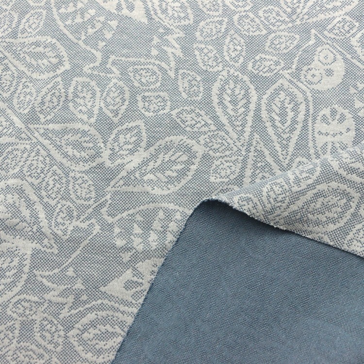 全棉色织双面提花连接布针织布猫头鹰浮雕色织提花双面布服装面料