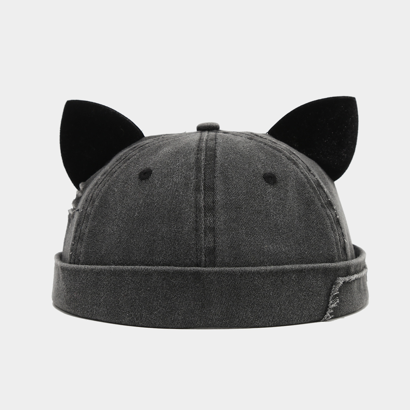 Gorra de propietario de orejas de zorro retro, costura de lavado de marea para mujer, sombrero de piel de melón viejo, sombrero de estudiante personalizado de hip-hop sin aleros image 5