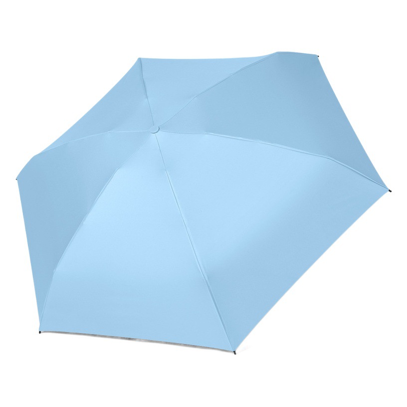 50% de descuento paraguas de cápsula de seis huesos paraguas de Sol de doble uso pequeño paraguas de bolsillo portátil simple pegamento negro paraguas de protección solar al por mayor