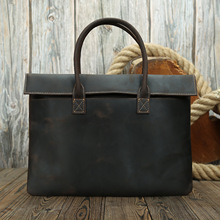 手工男士手提包日韩真皮手拿男包包商务牛休闲公文包轻薄款电脑包