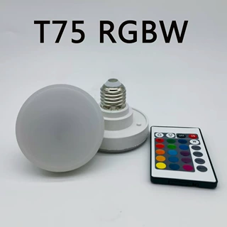 RGB灯LED T75 RGBW灯泡遥控器款灯泡24键控制变色光源E27灯头
