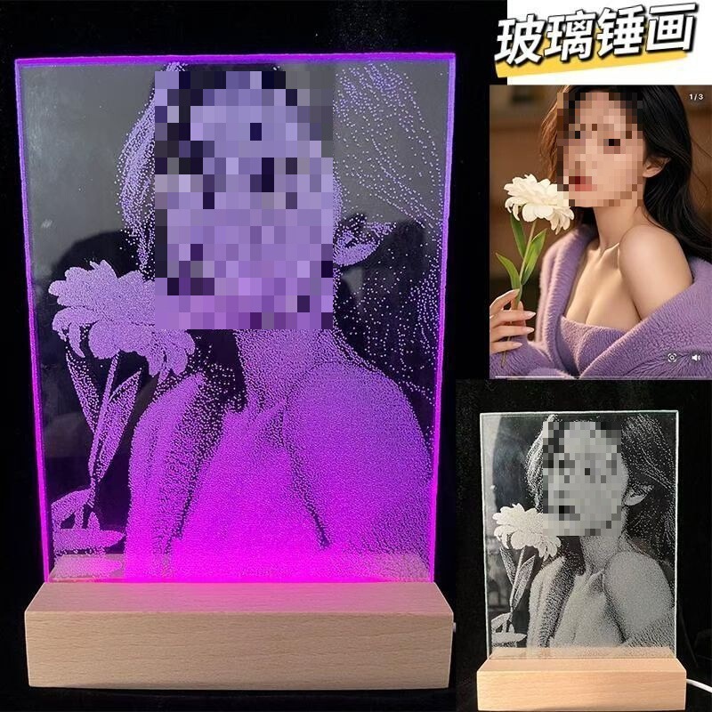 Hammer Painting Glass Painting Glazed Portrait Real Person Photo Birthday Gift Valentine's Day Gift for Girlfriend