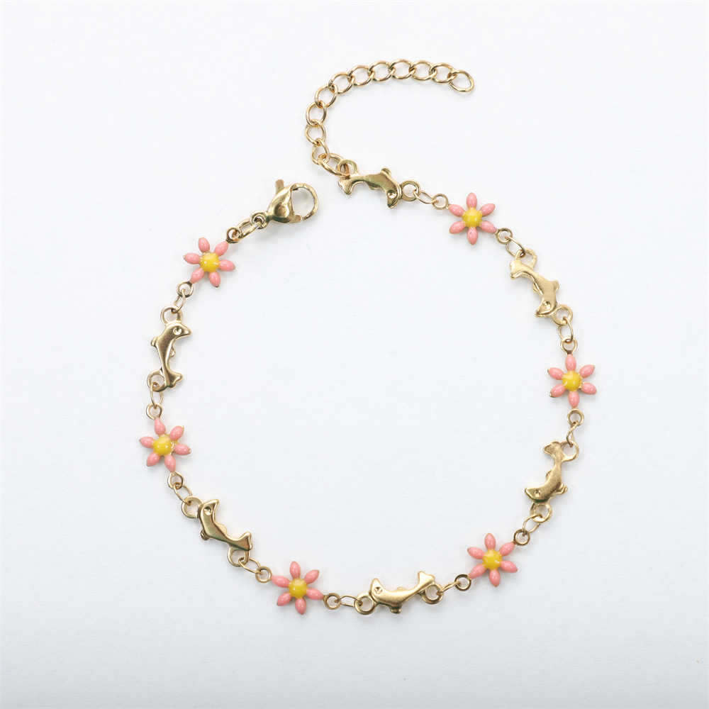 304 Stainless Steel Material Pastoral Flower 304 Stainless Steel Bracelets In Bulk