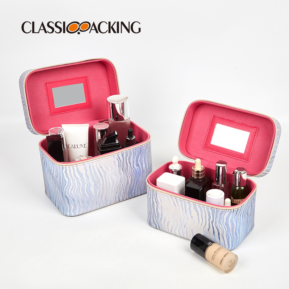 Caja de almacenamiento de espejo de alta calidad de gran capacidad, caja de almacenamiento impermeable de alto valor, caja de maquillaje multifuncional portátil de pvc