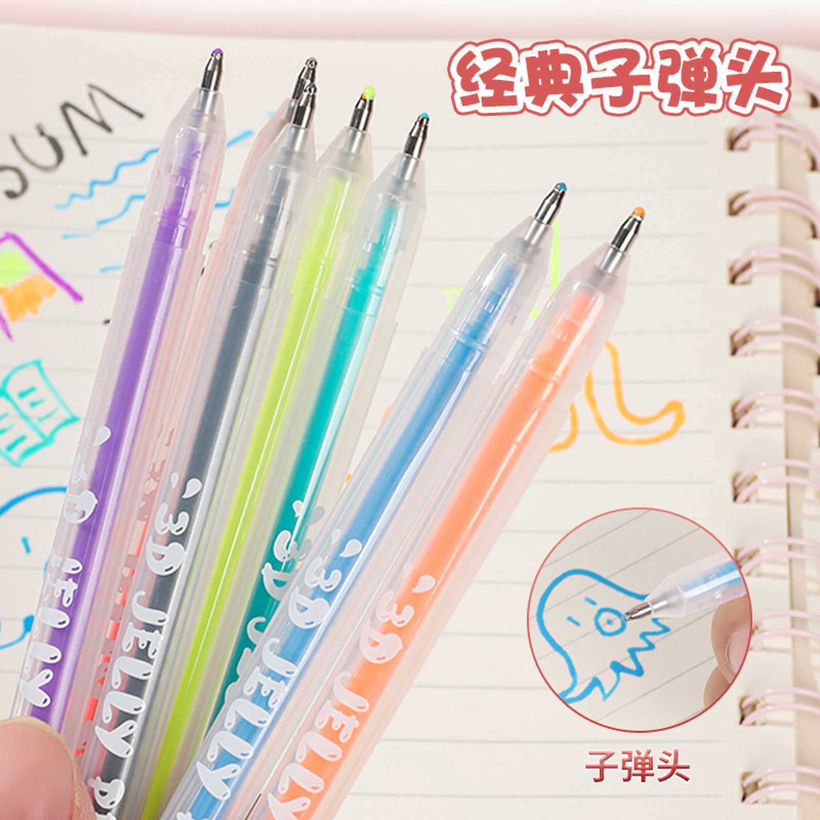 Nuevo color 3D estereoscópio gelatina bolígrafo de color estudiantes bolígrafo de marca de trazos clave bolígrafo de graffiti al por mayor