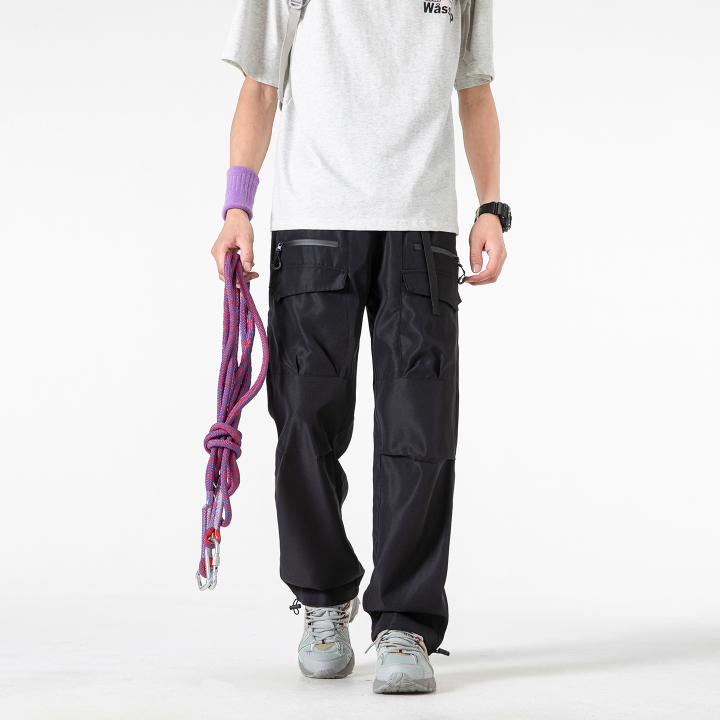 Cross-Border Men's Clothing Export Spring and Autumn Men's Casual Pants Outdoor Hiking and Mountaineering Wide-Leg Pants Loose Straight-Leg Cargo Pants