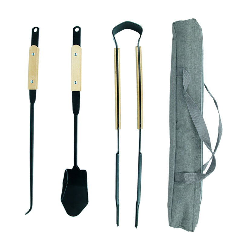 New Camping Barbecue Equipment Fire Shovel Fire Hook Three-Piece Set Charcoal Fire Tools Fire Tongs