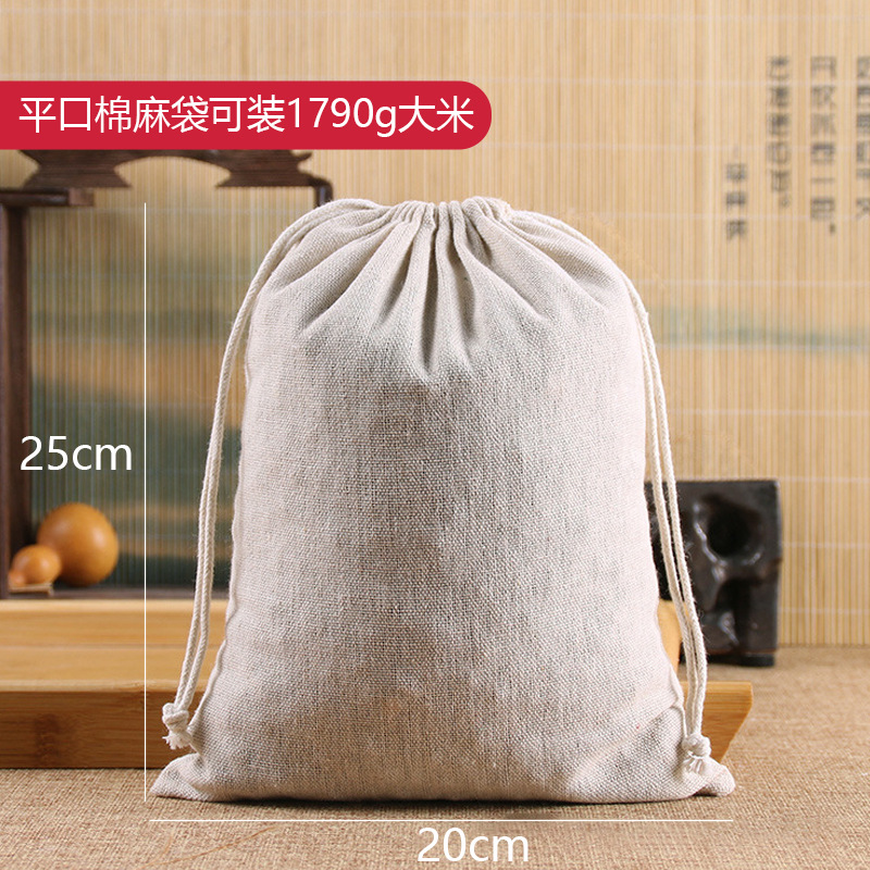 Cuerdas de dibujo bolsillo de algodón de lino de boca plana bolsillo de almacenamiento de cubierta personalizado bolsas de tela de arroz y té bolsas de red blancas bolsas de polvo