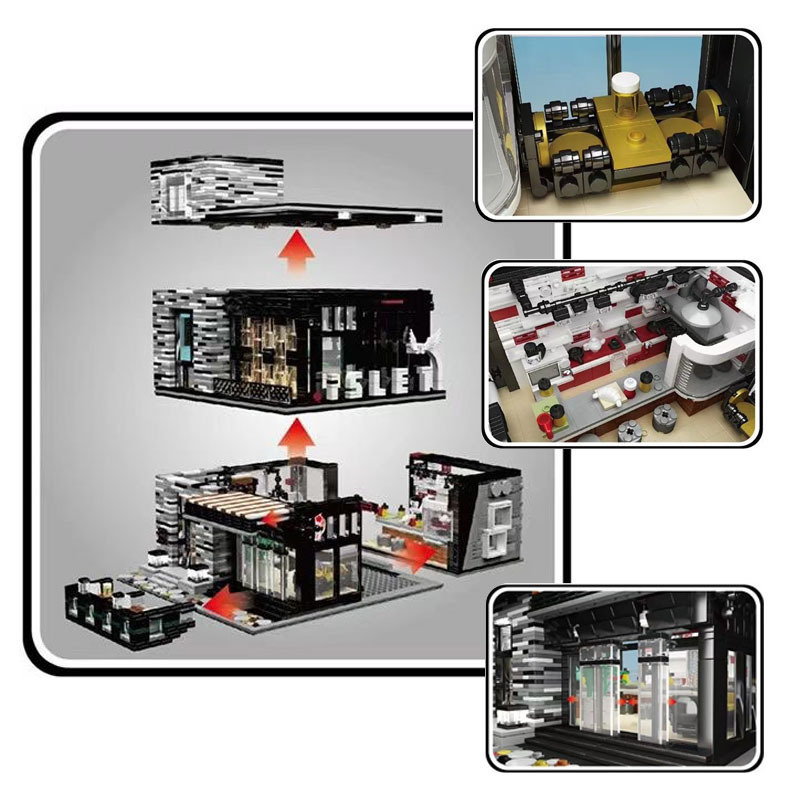 Yu Xing modelo Wang16042 ciudad calle de la serie creativa bar adulto de alta dificultad ensamblaje juguetes regalos de ladrillos