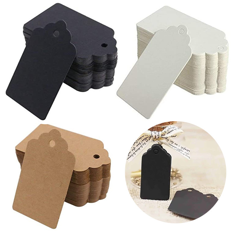 波浪牛皮纸花头吊牌 圣诞婚礼派对牛皮纸礼品挂标签5*3cm