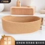 桌面手工编织船型收纳筐