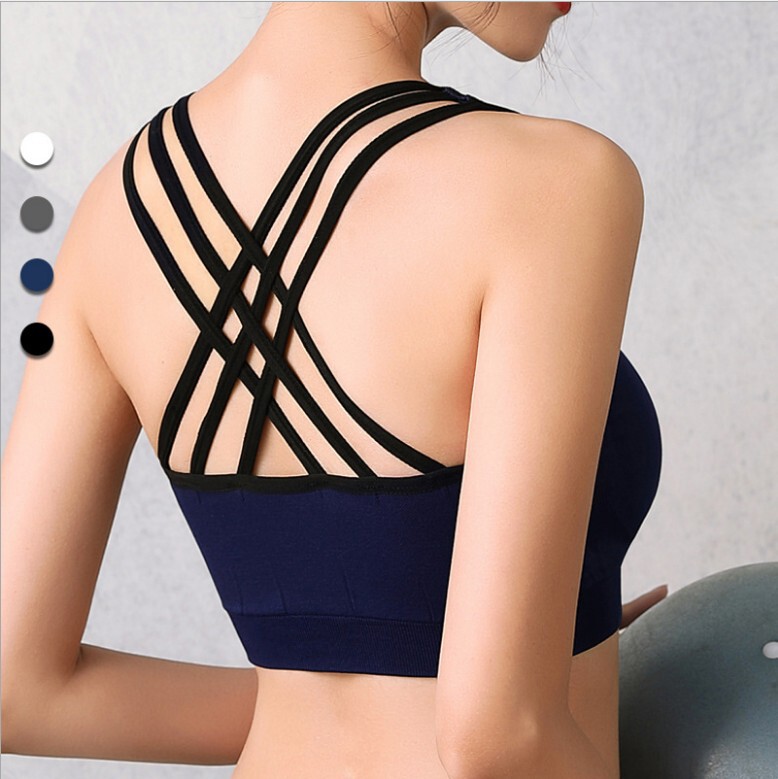 Hogu Amazon Yoga Underwear Women's No Steel Ring Cross Sling Beautiful Back High Strength Sports Running Shockproof Bra