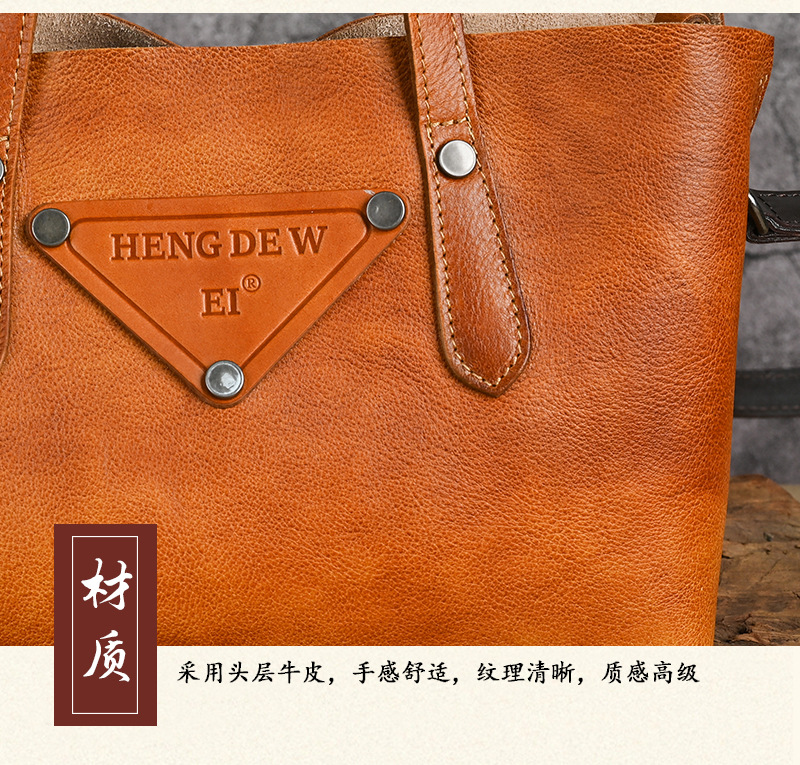 Túi đeo chéo da thật nữ phong cách cổ điển, đa năng xách tay — Xanh lá cổ điển, Vàng cổ điển, Xám cổ điển, Nâu cổ điển chi tiết 9