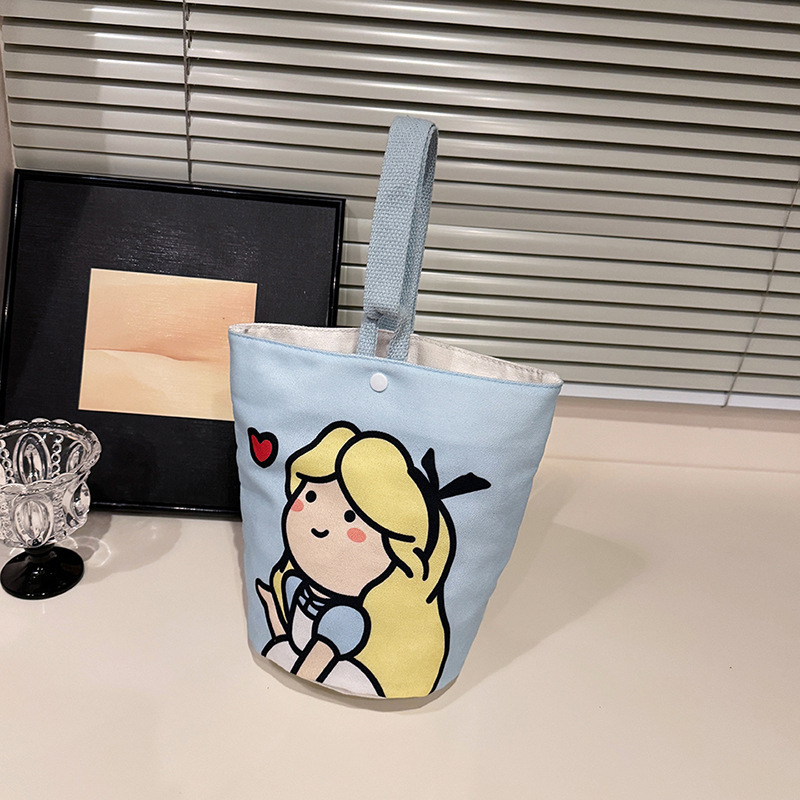 Korean Style 2025 Spring New Bucket Bag Handbag Student Commuter Canvas Bag Korean Style Cute Cloth Bag