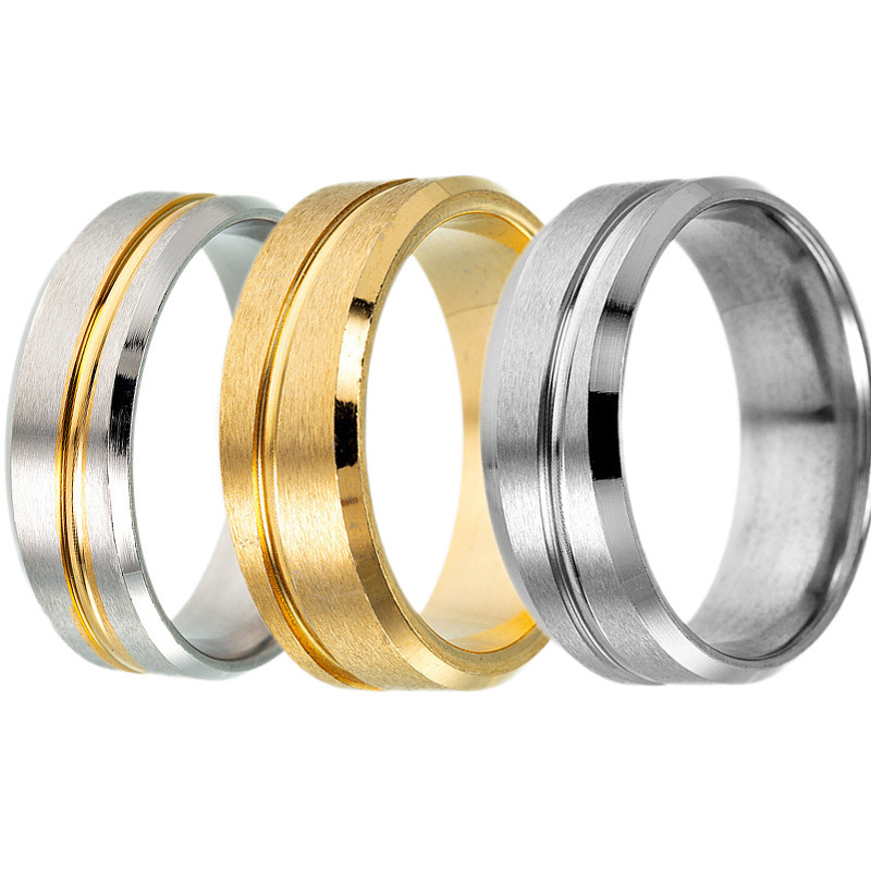 Plating Design Vacation Classic Style Solid Color Titanium Steel Plating Unisex Rings Men Band Rings