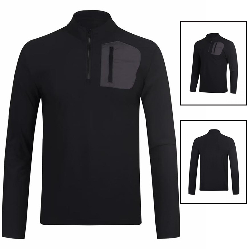 Niaojia Autumn and Winter Men's T-Shirt with Stand-Up Collar and Half-Zip Quick-Dry Clothing Outdoor Training Clothing Equipment Running Sports Top