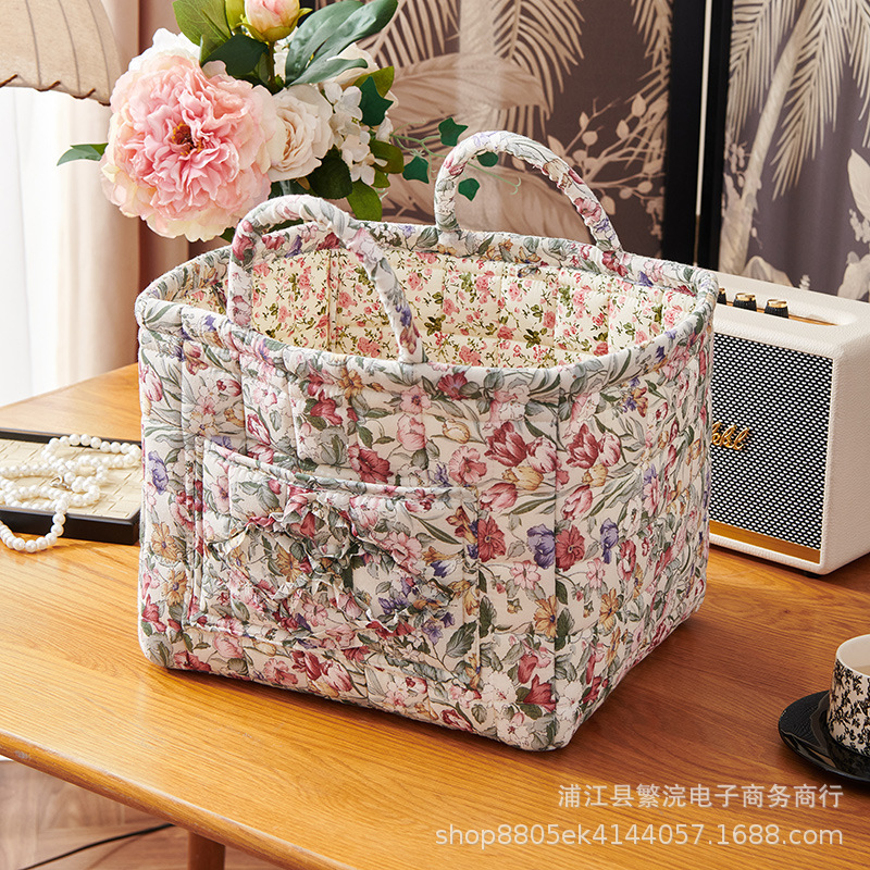 対外貿易輸出家庭布芸収納バスケット韓国式田園風携帯下着雑物整理枠機洗濯収納バスケット