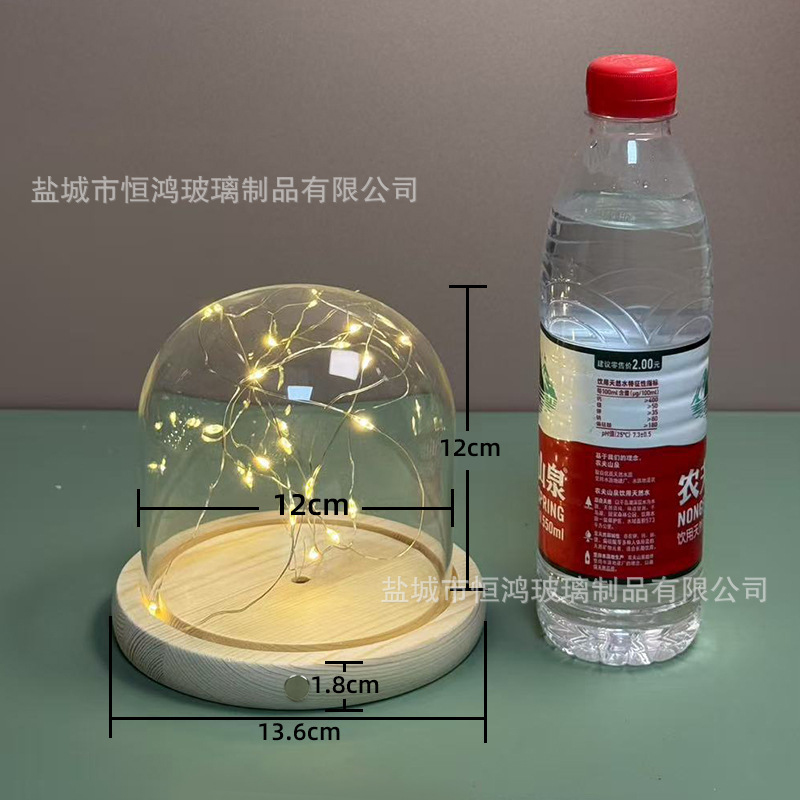 海胆永生花干花侧面触摸开关玻璃罩子底座带灯展示盒手办创意|undefined