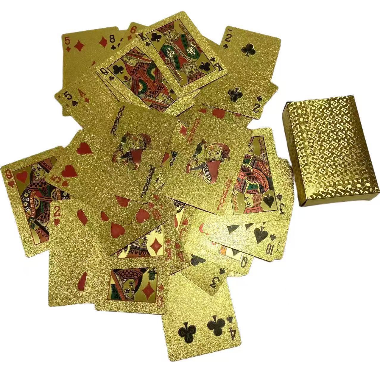Gold Foil Playing Cards in Stock, Gold-Colored Plastic Waterproof Playing Cards for Party Games, Gold Bulk Educational Cards