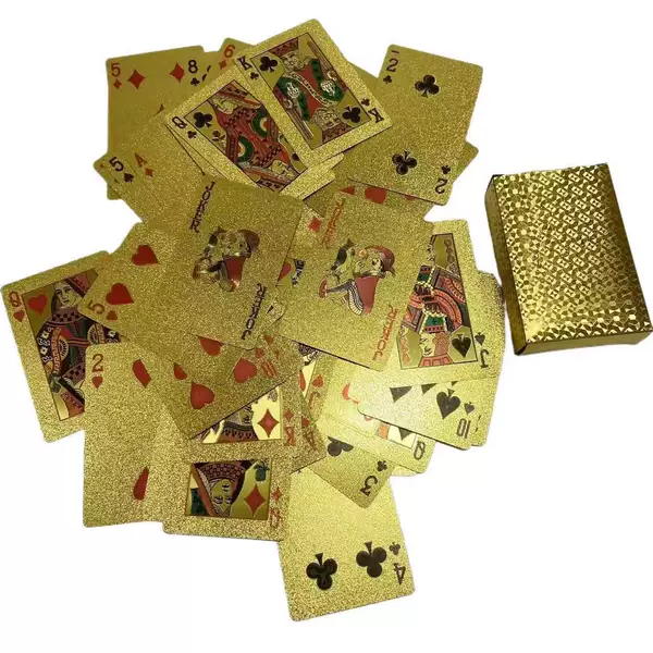 Gold Foil Playing Cards in Stock, Gold-Colored Plastic Waterproof Playing Cards for Party Games, Gold Bulk Educational Cards
