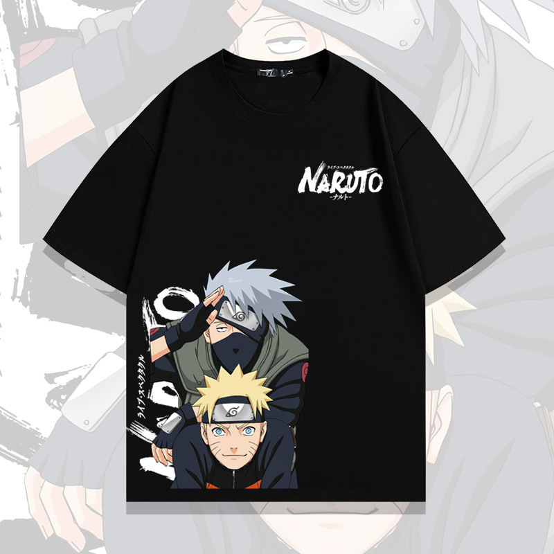 Naruto Co-Branded Short-Sleeved Men's T-Shirt Summer Two-Dimensional Naruto Sasuke Kakashi Peripheral Kidsren's Clothing Trend Naruto Co-Branded Short-Sleeved Men's T-Shirt Summer Two-Dimensional Naruto Sasuke Kakashi Peripheral Kidsren's Clothing Trend