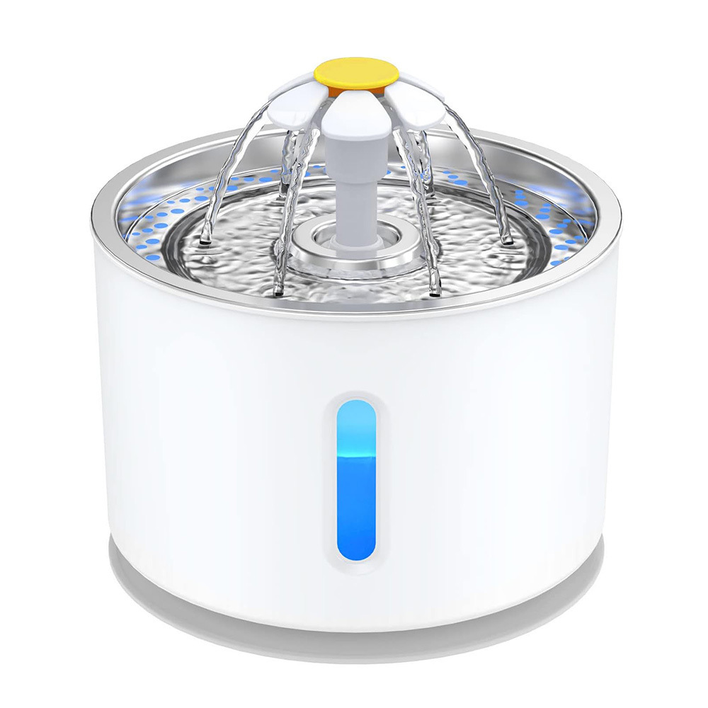 2.5L Pet Bevered Water Spout con cartucho de filtro alimentador de acero inoxidable Cat Bevered Water Spout Exclusivo transfronterizo