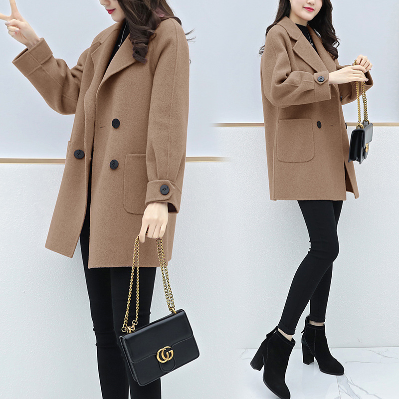 Off-Season Women's Mid-Length Coat, Korean Style, 2026 Autumn and Winter New Cocoon-Shaped Woolen Coat for Petite Women