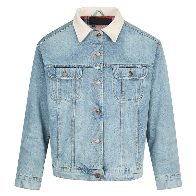 「Blues Glacier Style」Pocket Patchwork Cut Short Wide Denim Jacket Men's Spring and Autum American Fashion Brand Jacket