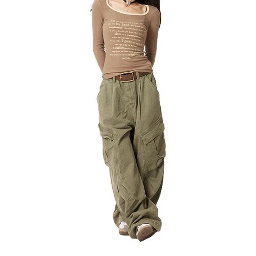 American Retro Multi-Pocket Work Pants for Men and Women, Hip-Hop Loose Wide-Leg Pants, Casual High-Street Trendy Brand Pants