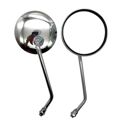 Motorcycle Modified Rearview Mirror Electric Vehicle Rearview Mirror Round Mirror Retro Electroplated Round Rearview Mirror Prince Rearview Mirror (Motorcycle rearview mirror)