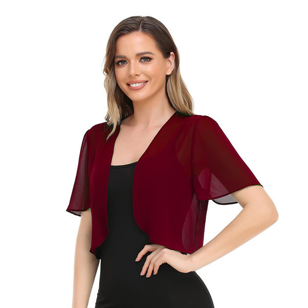 Sun Protection Clothing European and American Women's Jacket Short Shawl Multi-Color Thin Bridal Chiffon Shirt Cape with Cardigan