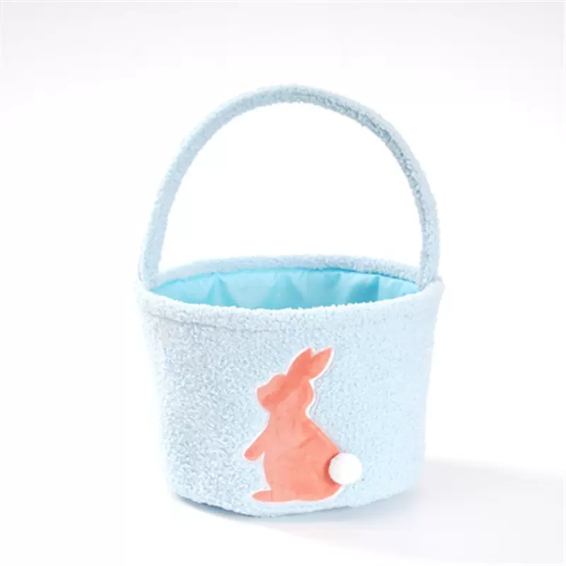 亚马逊复活节篮子 毛绒布料手提篮 复活节兔袋子跨境礼品篮