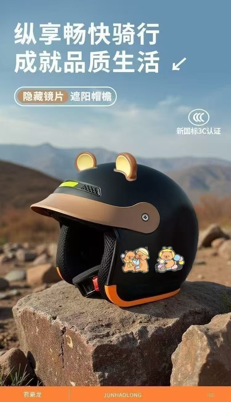 National Standard Certified Winter Safety Helmet for Men and Women, Electric Vehicle Safety Helmet, Cold-Proof and Warm, with Hidden Visor, Motorcycle Helmet
