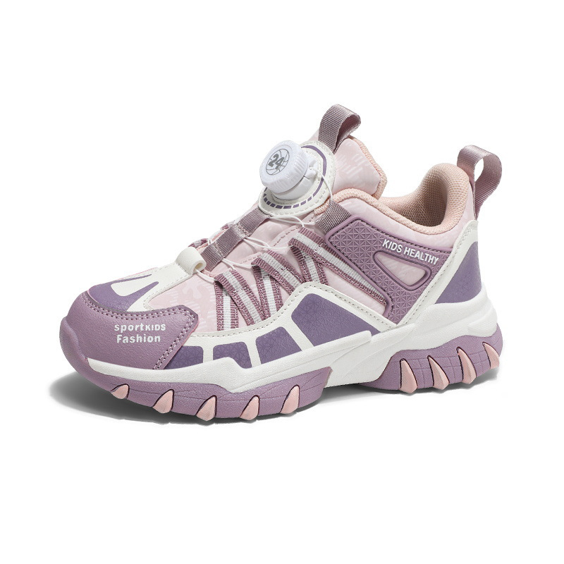 Zapatos de niñas de primavera y otoño 2025, nuevos zapatos de suela suave antideslizante para niños, zapatos de botón giratorio para padres.