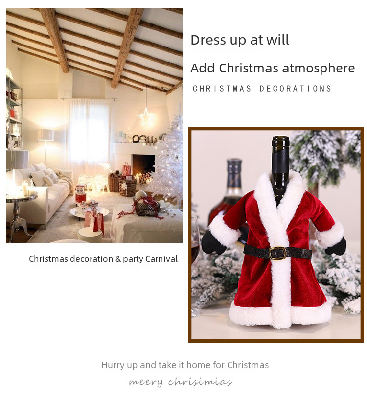 Weihnachten Rotwein Abdeckung Weihnachten Kleid Weinflasche Abdeckung Weihnachten Rock Weinflasche Dekoration kreative Rotwein Tasche Großhandel_voghion.com