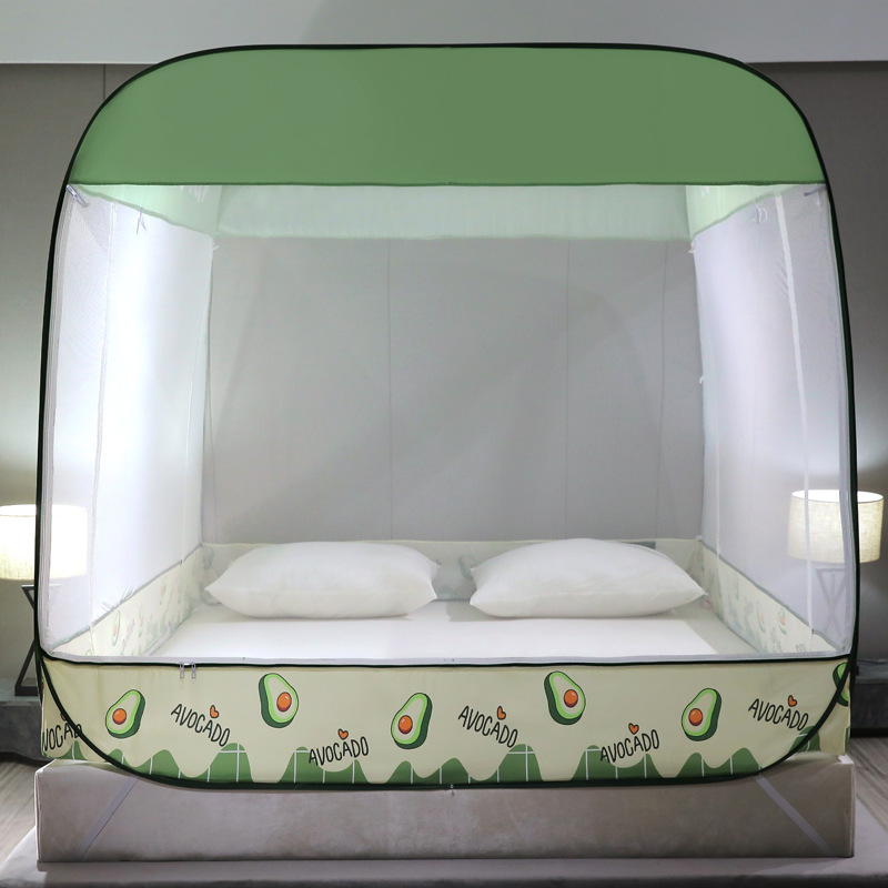 2021新款加高加密免安装蒙古包大顶蚊帐方顶1.8m床家用大空间蚊帐|ru