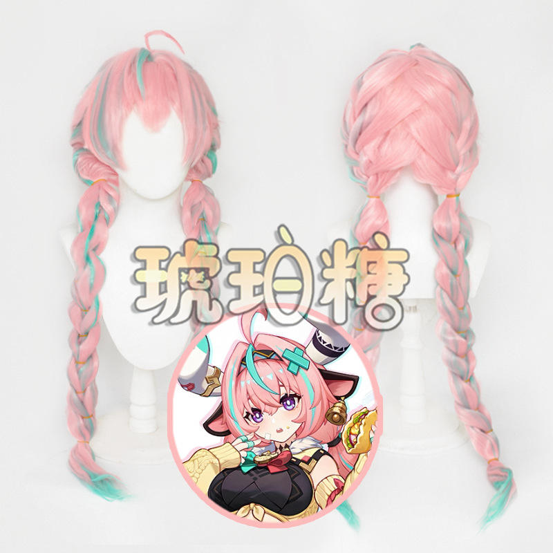 Amber Sugar Genshin Impact Nata Varesha Cosplay Wig with Realistic Scalp Top and Double Ponytail Braids