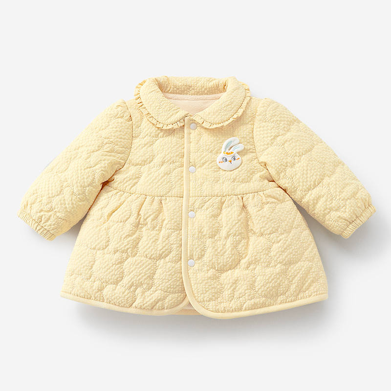 Abrigo de niñas Primavera, otoño e invierno Bebé forrado de vellón cálido acolchado engrosado cardigan estilo occidental abrigo de invierno ropa de bebé niñas