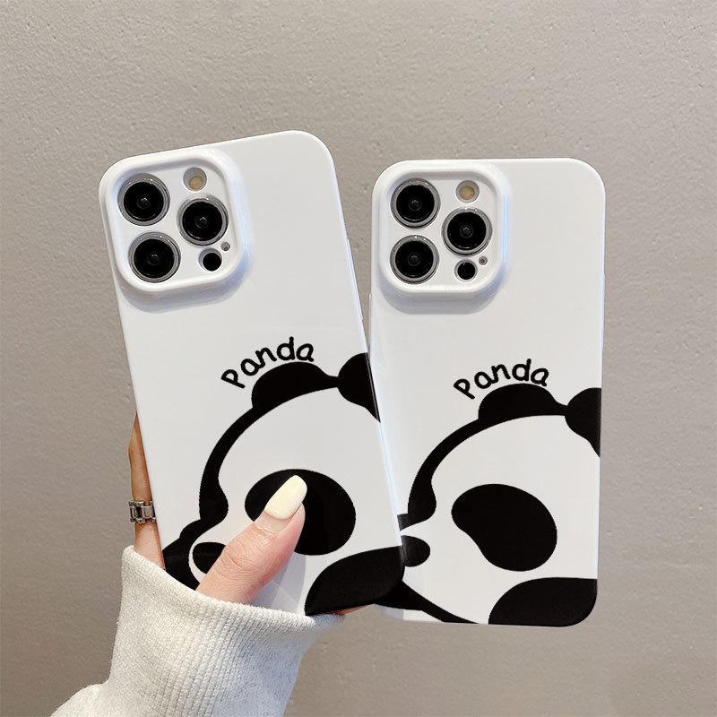 Simple Cute Panda for 14promax film shell 12 anti-fall 13 Apple 11 iphone15 phone case
