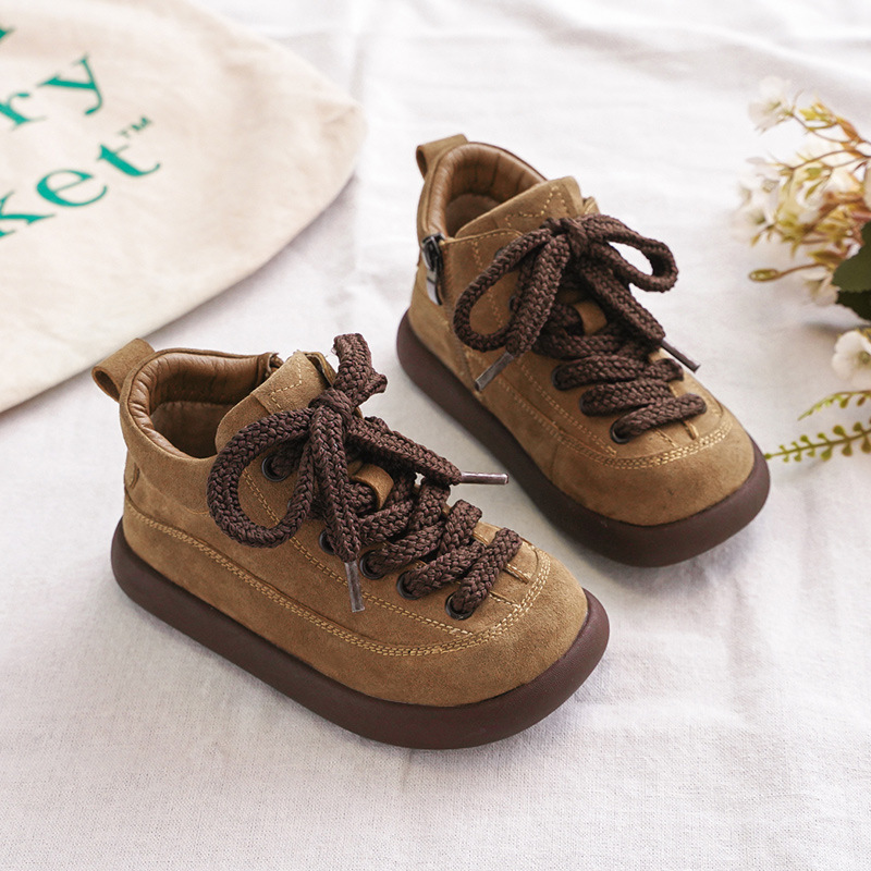 Children's Birkenstock Shoes Autumn and Winter Genuine Leather Girls' Loafers Soft Sole Casual Boys' Kangaroo Shoes for Older Children