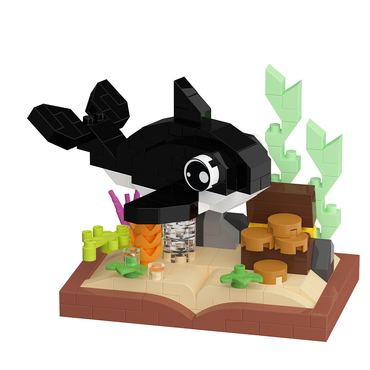 Compatible con Le Ocean High Bookboard Animal Tiburón Muñeca de dibujos animados ensamblaje Bloques de construcción Juguetes de rompecabezas para niños Regalos