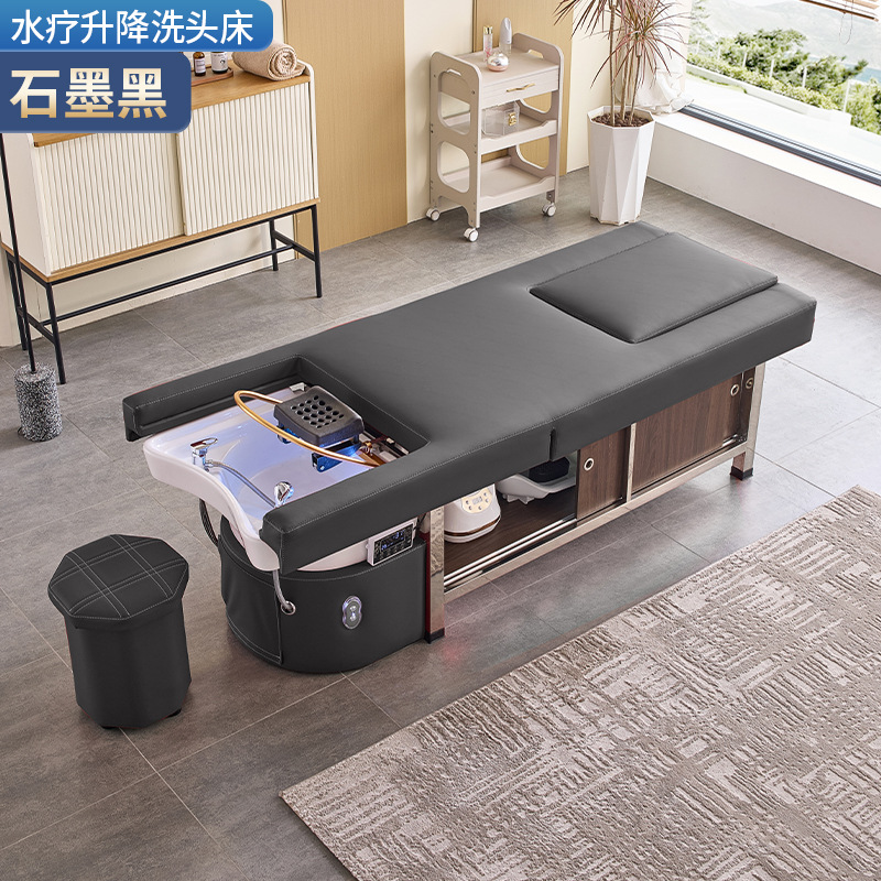 Cama de lavado de cabello de masaje eléctrica multifuncional con calentador de agua de fumigación para terapia de pies para barbería de circulación de agua para salón de cuidado de cabello