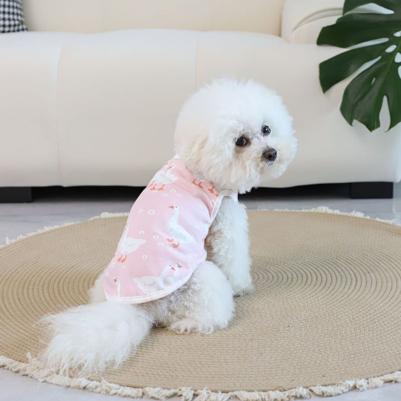 Womi 薄くて柔らかいクラス A コーマ綿子犬服花大鵝柄遊び心とかわいいスタイルビションフリーゼベスト|undefined