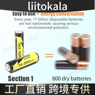 LiitoKala �羳���� 懚�5̖���늳�AA2600�����r1.2V���늳�
