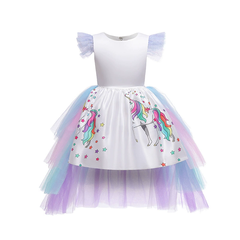 Children's rainbow small princess costume, demi-season evening dress, skirt, 2020