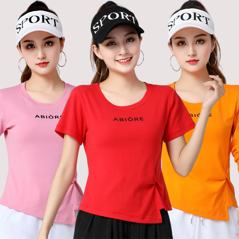 New Summer and Autumn Short Long-sleeved Dancing Practice Clothes Women's Modern Slim-fit Body Dancing Clothing Shuffle Dance Cotton Top