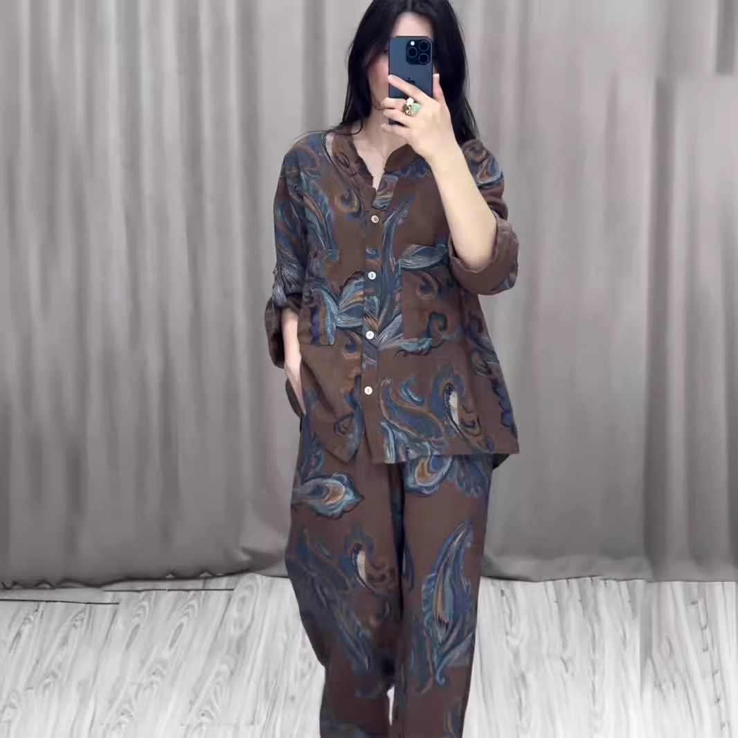 Women's Clothing 2024 new forest style women's leisure suit lazy feeling comfortable breathable daily two piece suit_voghion.com