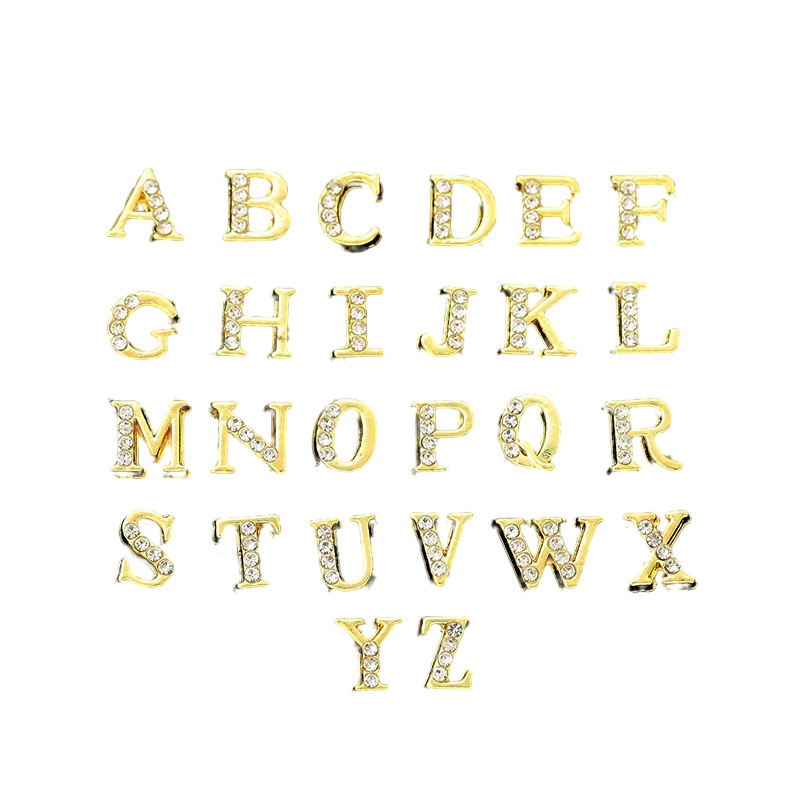 Accesorios de uñas de aleación transfronterizos Estilo japonés simple micro-incrustaciones Super Flash metal 26 letras inglesas traje de uñas diamante