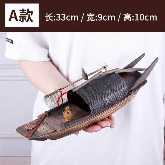 Solid Wood Jiangnan Watertown Sailing Wooden Boat Shaoxing Specialty Folk Crafts Boat Model Smooth Sailing Gift