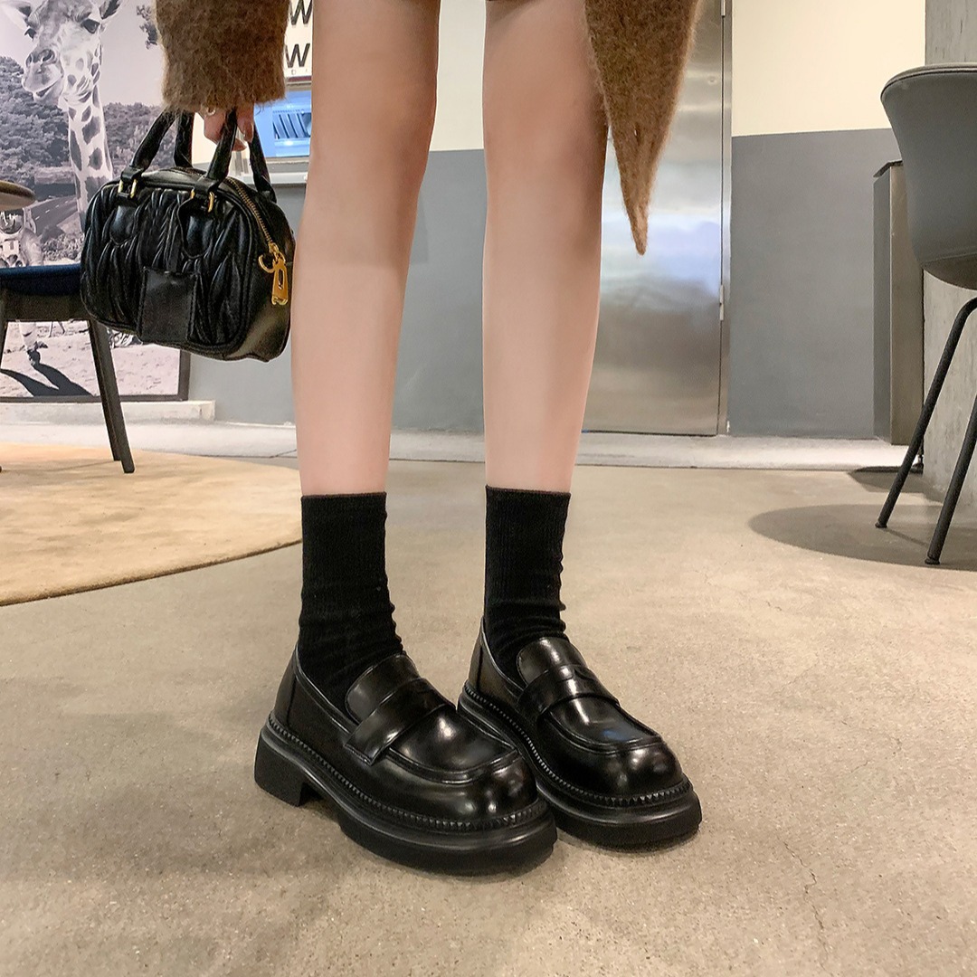 英伦风乐福鞋女小皮鞋惠州真皮女鞋 Loafer 2024冬季新款一件代发